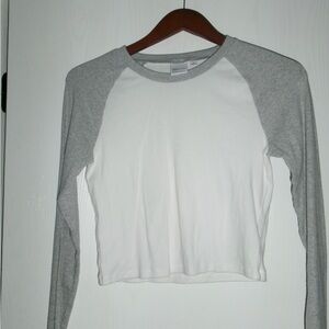 TNA Gray and White Long Sleeve Tee